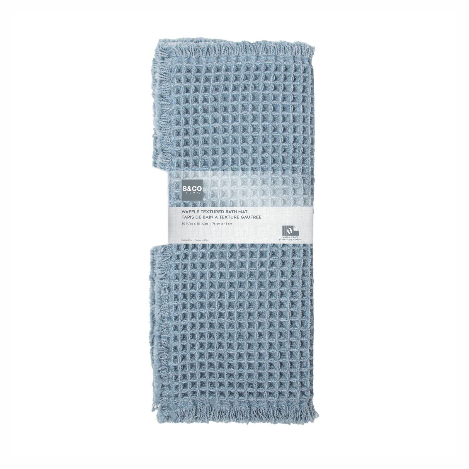 Tapis de bain antidérapant à texture gaufrée , 30" x 18" (Bleu denim)