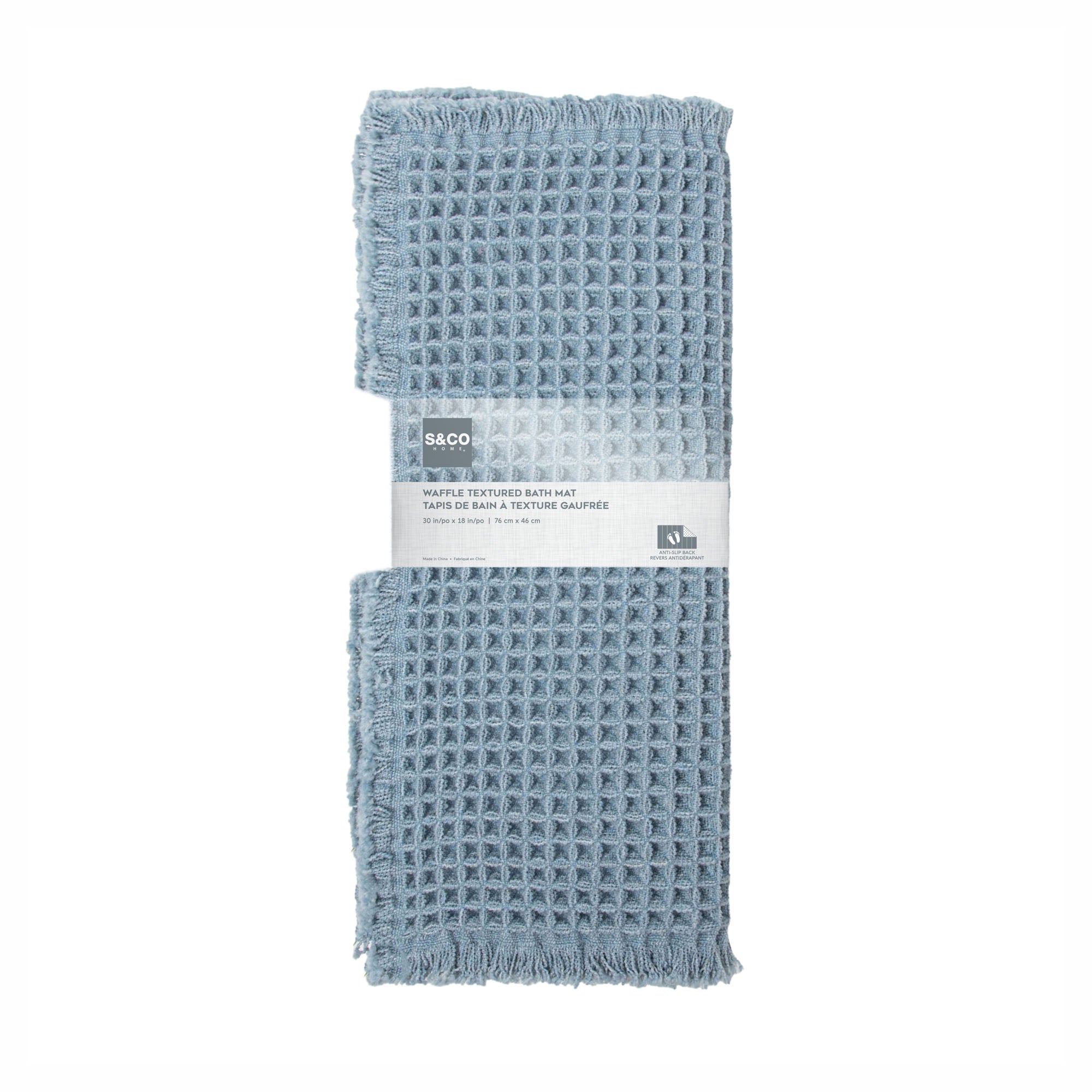 Tapis de bain antidérapant à texture gaufrée , 30" x 18" (Bleu denim)