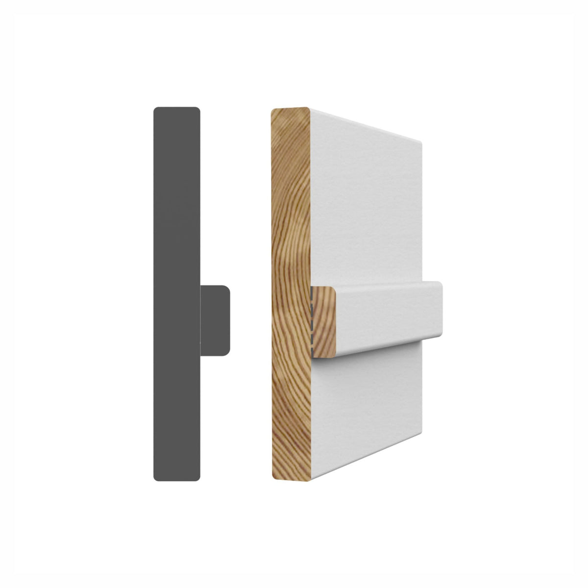 Kit de bâti de porte réversible et usiné en pin abouté avec apprêt blanc, 9/16" x 4-9/16" x 7'