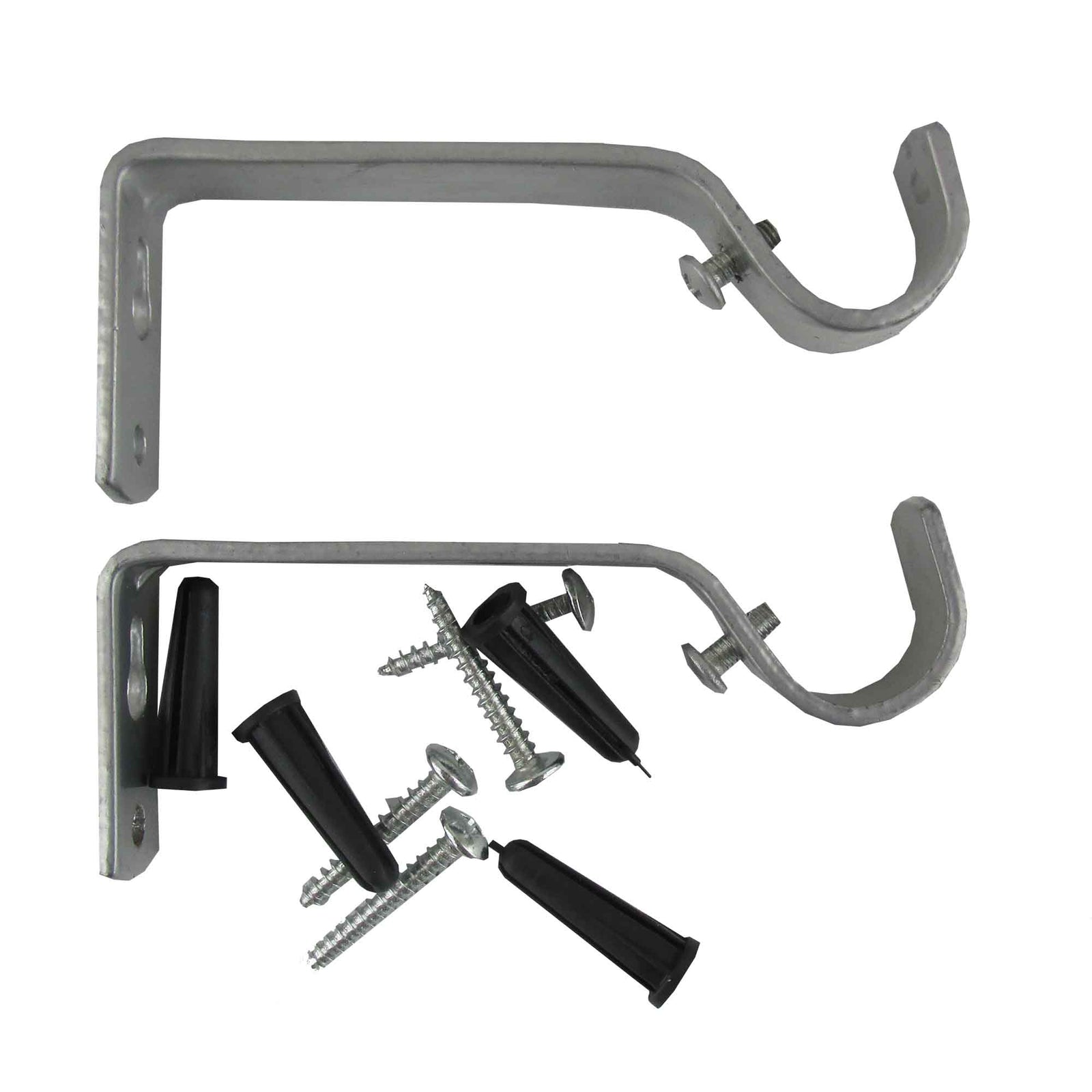 Attache argentée pour pôle à rideau de 4" x 3/4", 2 unités