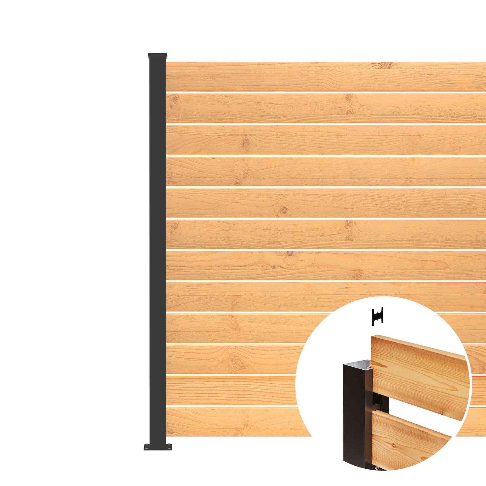 kit de poteau de fin A6 en aluminium noir, 72''