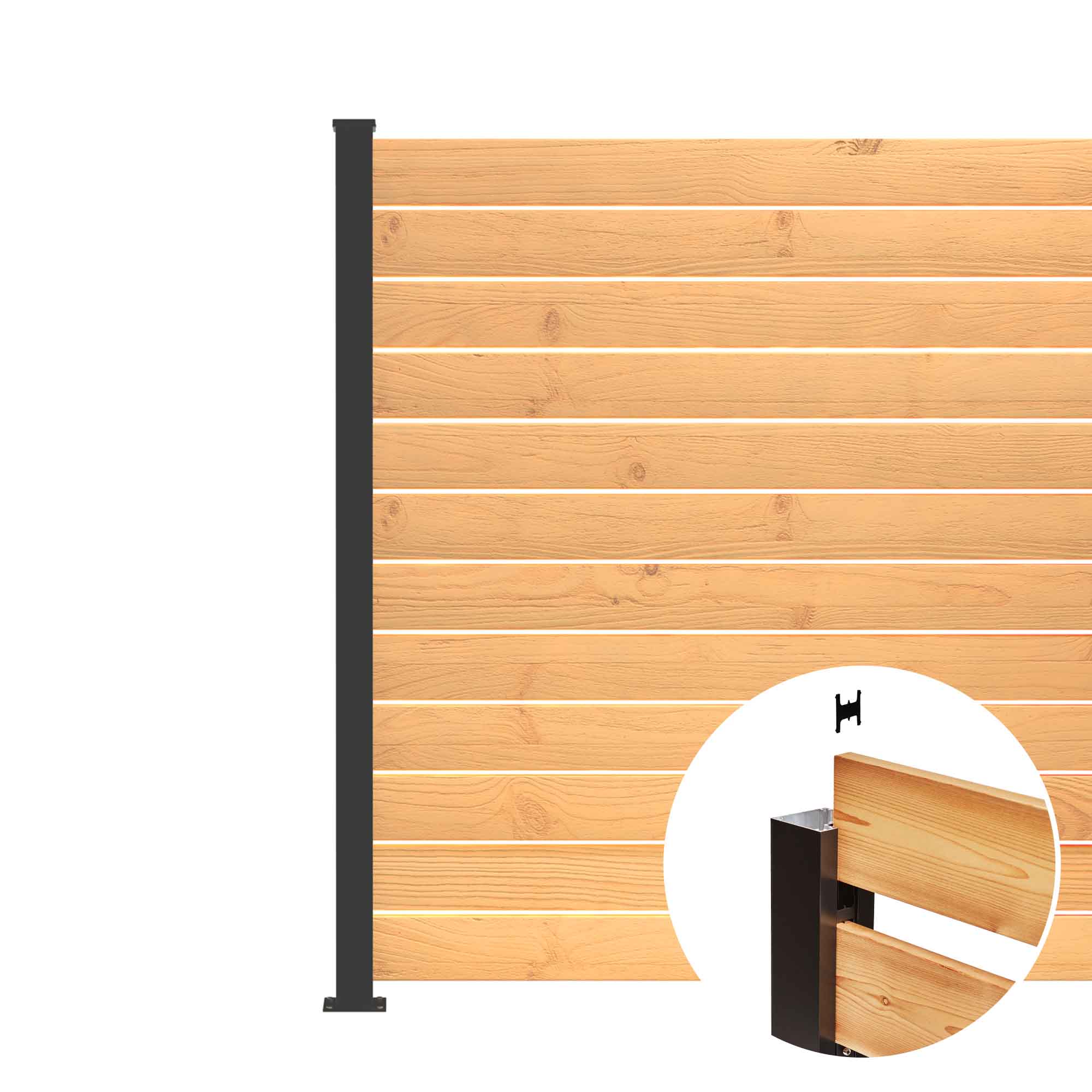 kit de poteau de fin A6 en aluminium noir, 72''