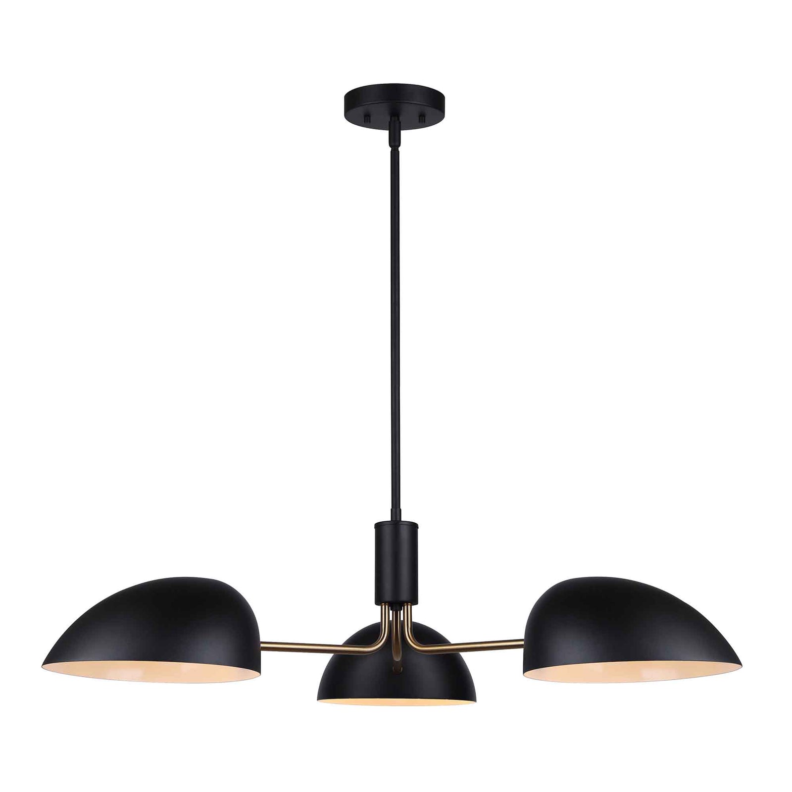 Chandelier sur tiges Hinton à 3 lumières, noir mat et or
