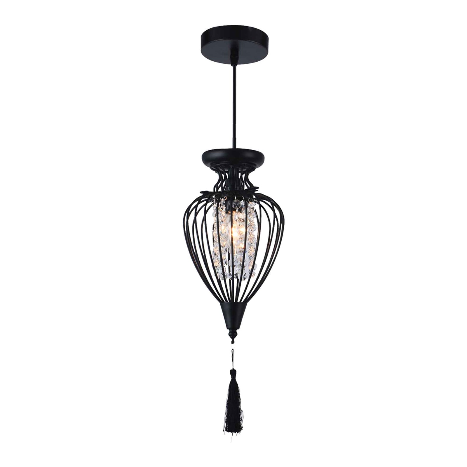 Luminaire suspendu noir à 1 lumière de la collection Queensdown, 9,1" x 17,1"