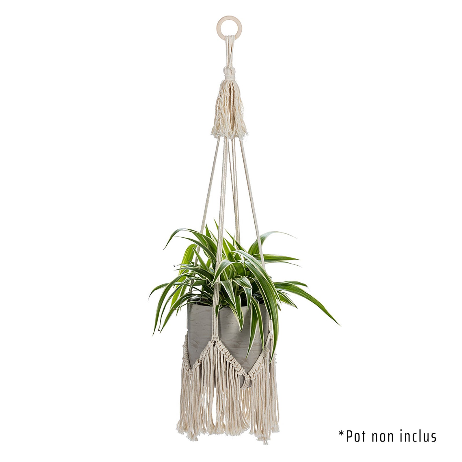 Support pour jardinière de style macramé avec franges, 40''