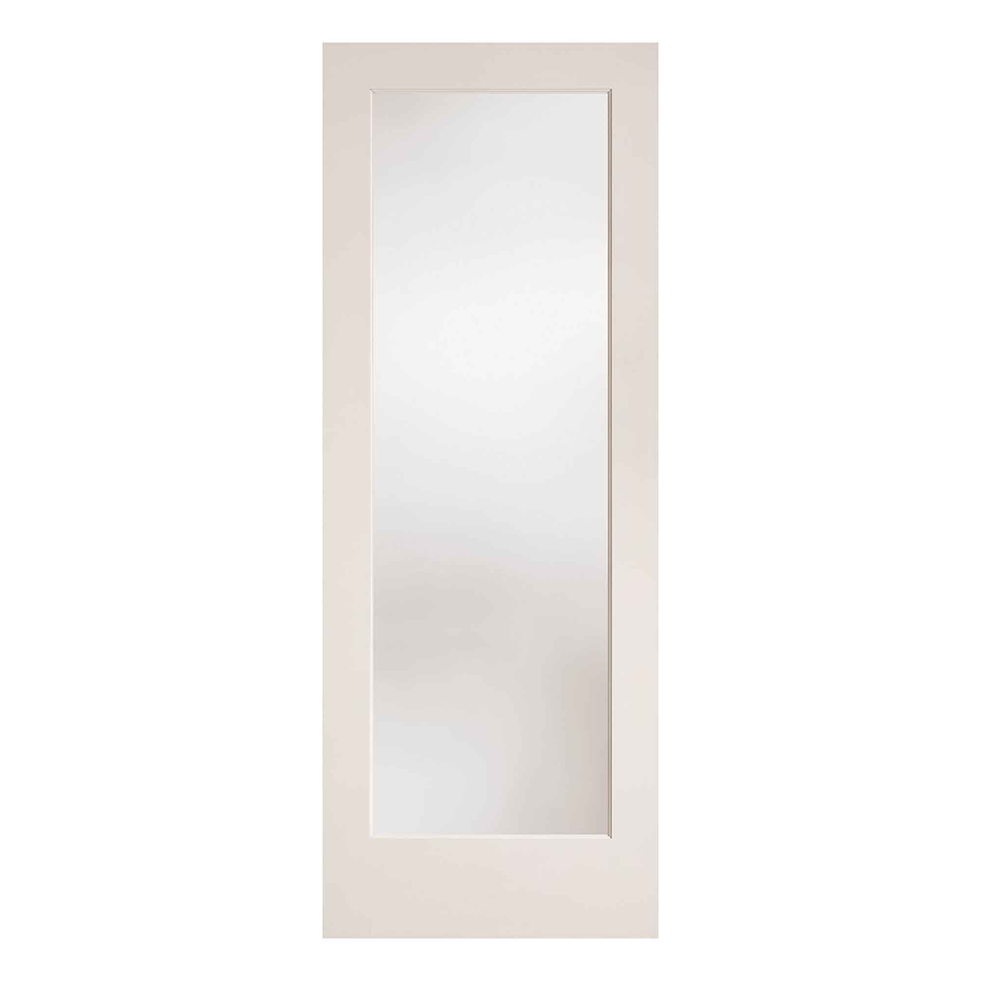 Porte Française de style Shaker à 1 verre laminé avec apprêt blanc, 24'' x 80'' 