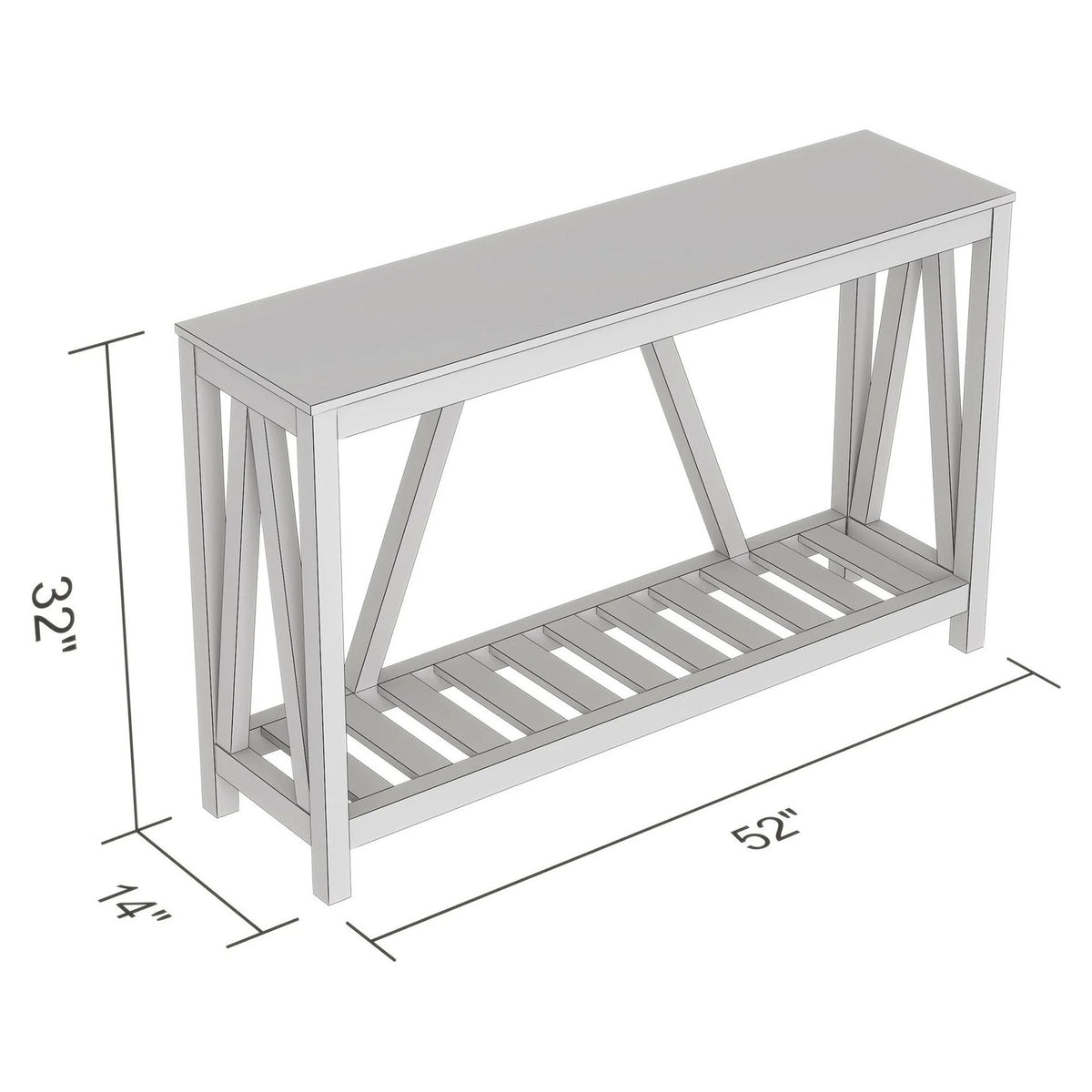 Table console taupe, 52'' x 14'' x 32''