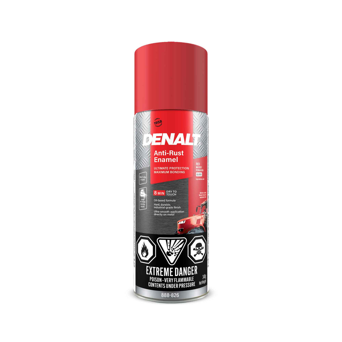Émail antirouille en aérosol à base d’huile, 340 g (rouge Massey Ferguson lustré)