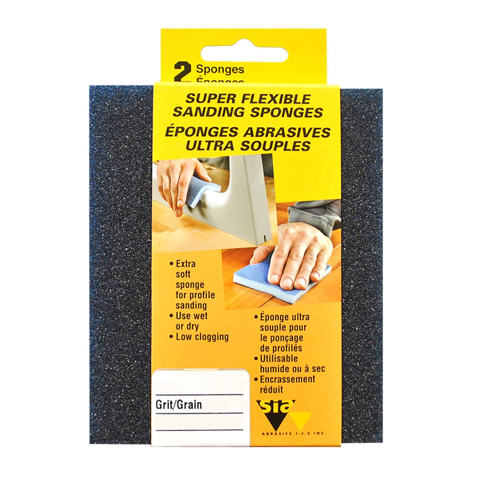 Éponge de ponçage mince en corindon de 4" x 4-3/4" x 1/2" grade moyen, 2 unités