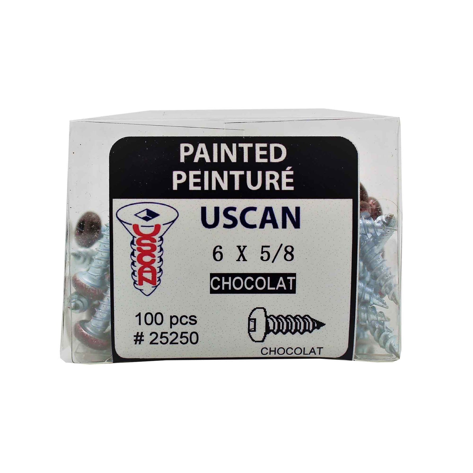 Vis pour soffite à tête de couleur chocolat, #6 x 5/8" (100 unités)