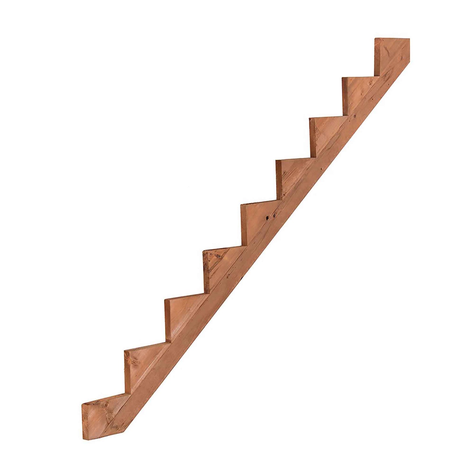 Limon d’escalier en bois traité brun, 8 marches (2'' x 12'')