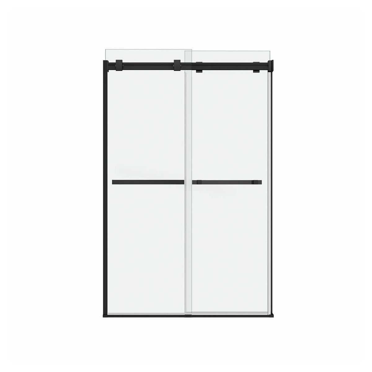 Porte de douche Duel avec verre clair et fini noir mat, 44'' à 47'' x 70,5'' à 74'' (8 mm)
