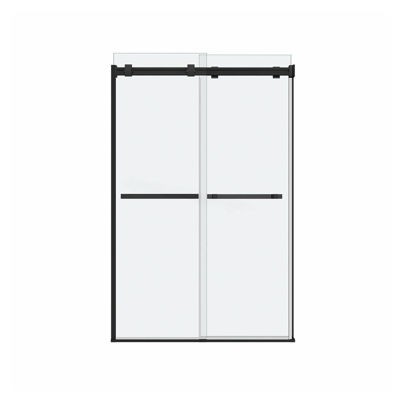 Porte de douche Duel avec verre clair et fini noir mat, 44'' à 47'' x 70,5'' à 74'' (8 mm)