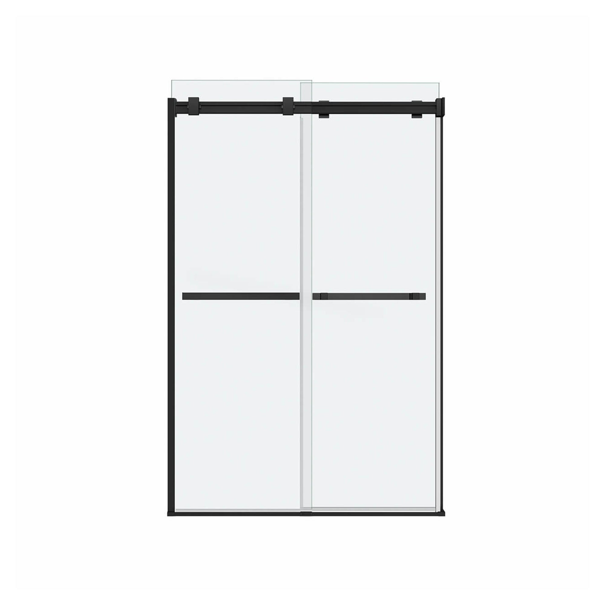 Porte de douche Duel avec verre clair et fini noir mat, 44'' à 47'' x 70,5'' à 74'' (8 mm)