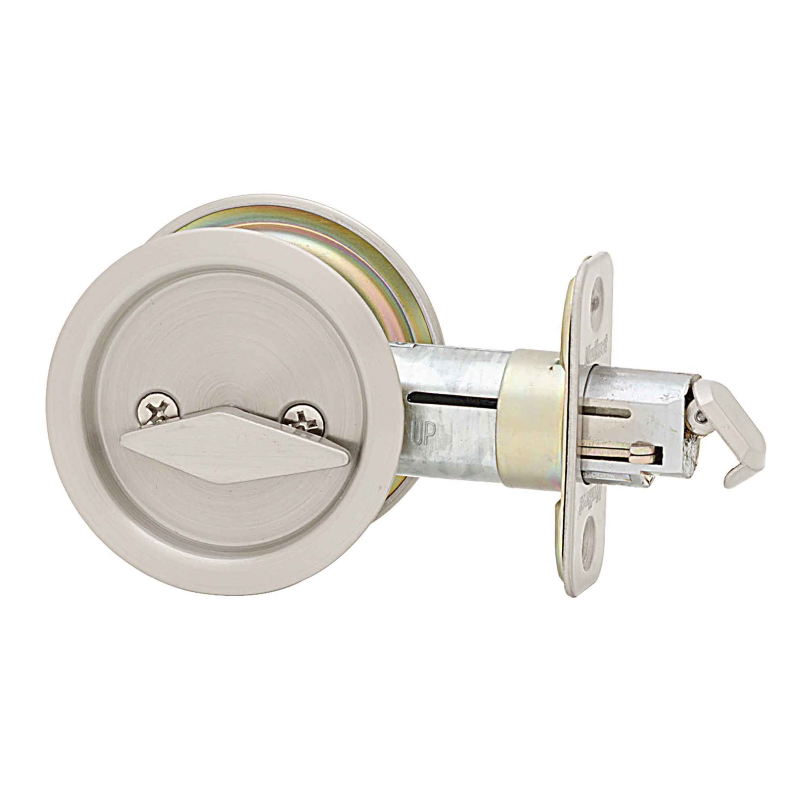 Poignée ronde d’intimité pour porte escamotable, nickel satiné