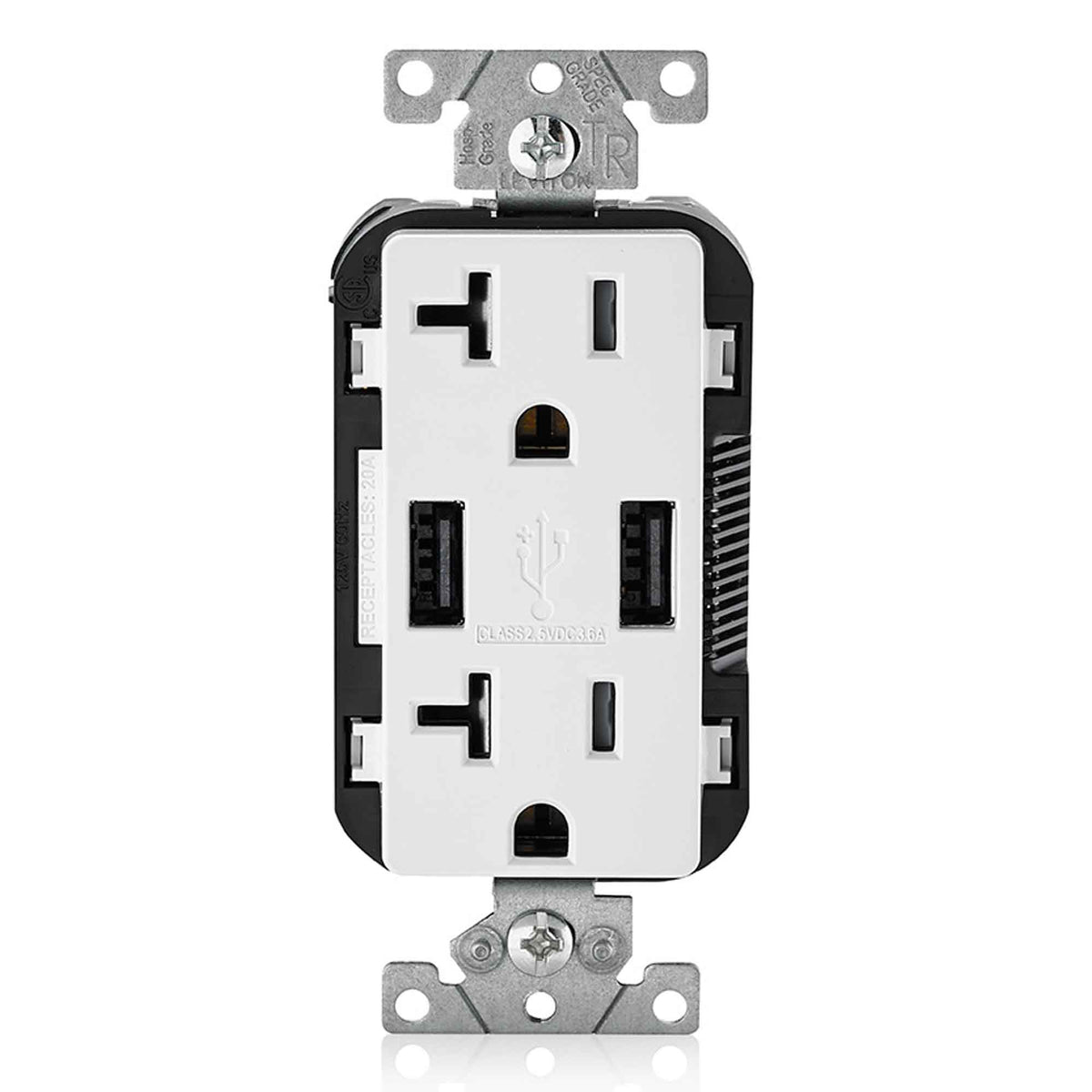 Prise Decora USB of 20 A / 125 V, blanc