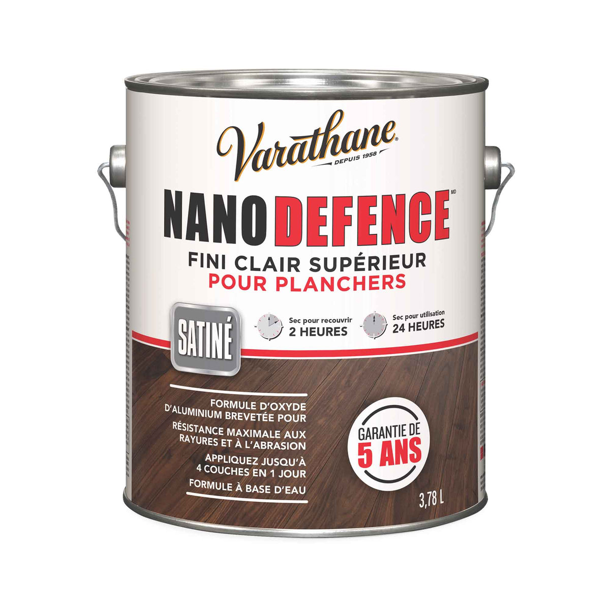 Fini transparent pour planchers de qualité supérieure Nano Defence satiné, 3,78 L