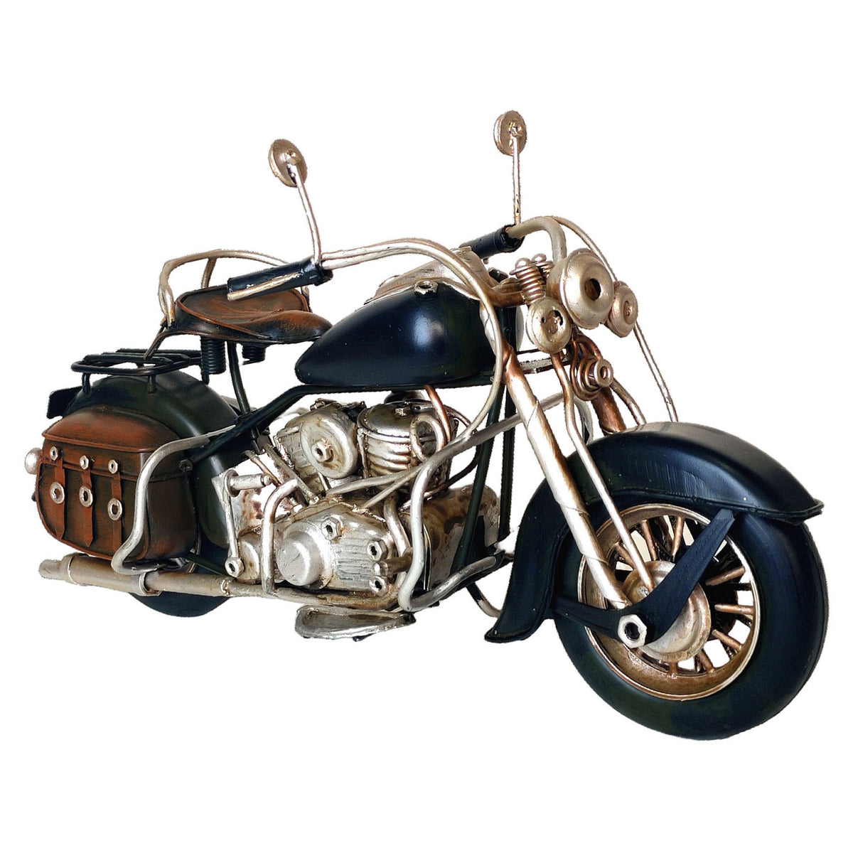 Moto classique en métal noire, 11" x 4-1/4'' x 6"