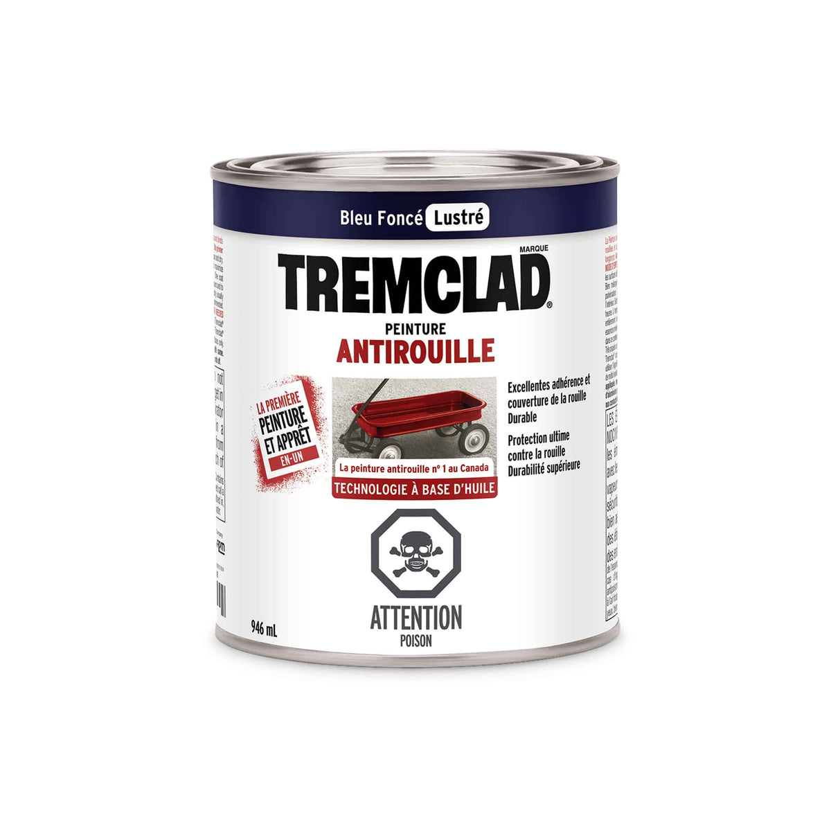 Tremclad peinture antirouille à base d&#39;huile bleu foncé lustré, 946 ml