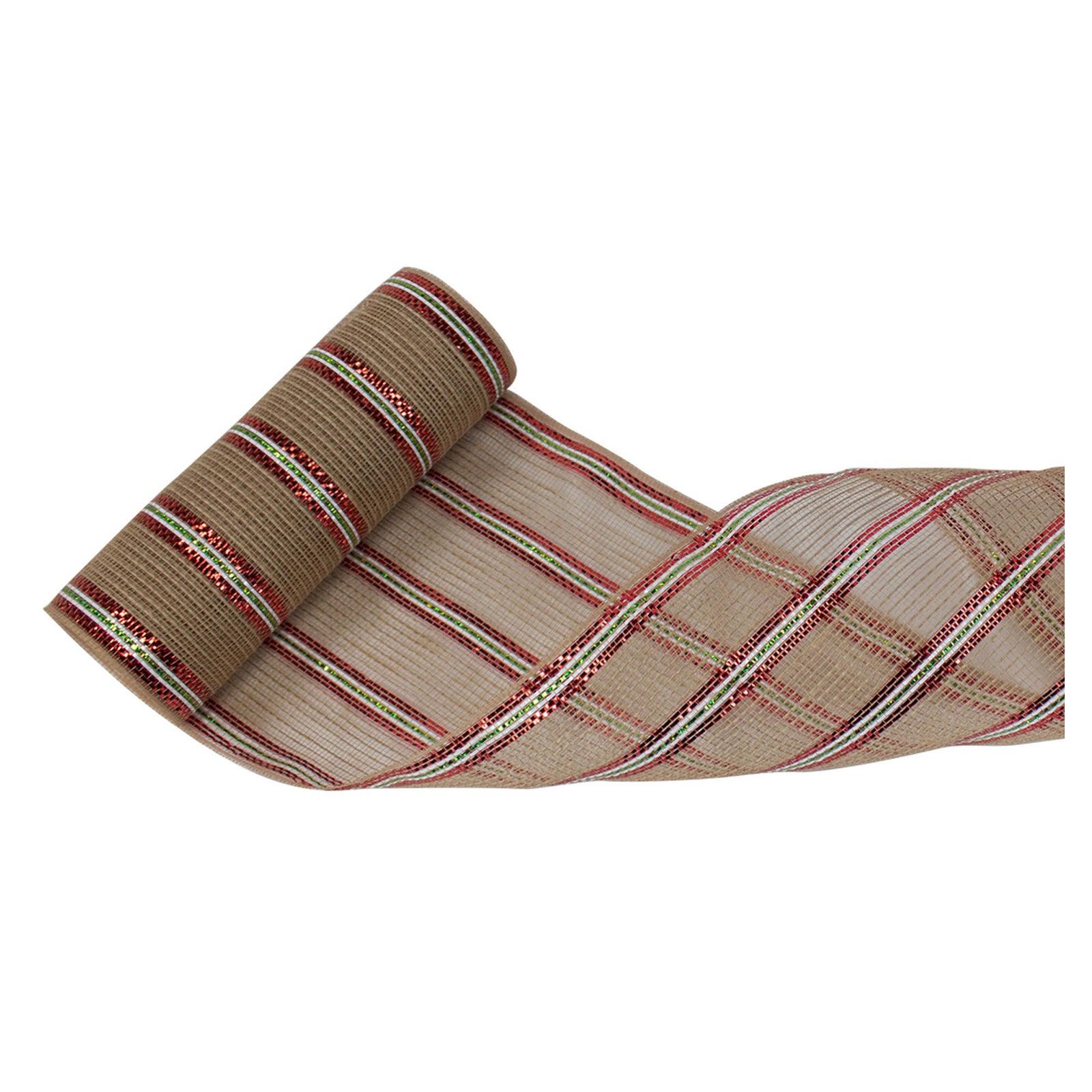 Rouleau de tulle rouge, blanc et vert, 11" x 30'