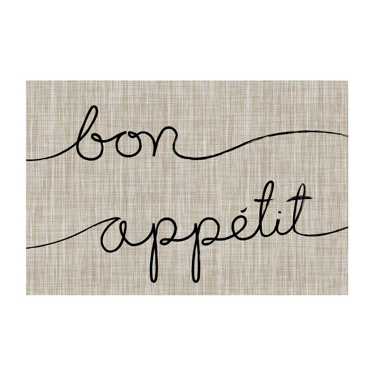 Napperon en textilène avec écriture noire &quot;bon appétit&quot;