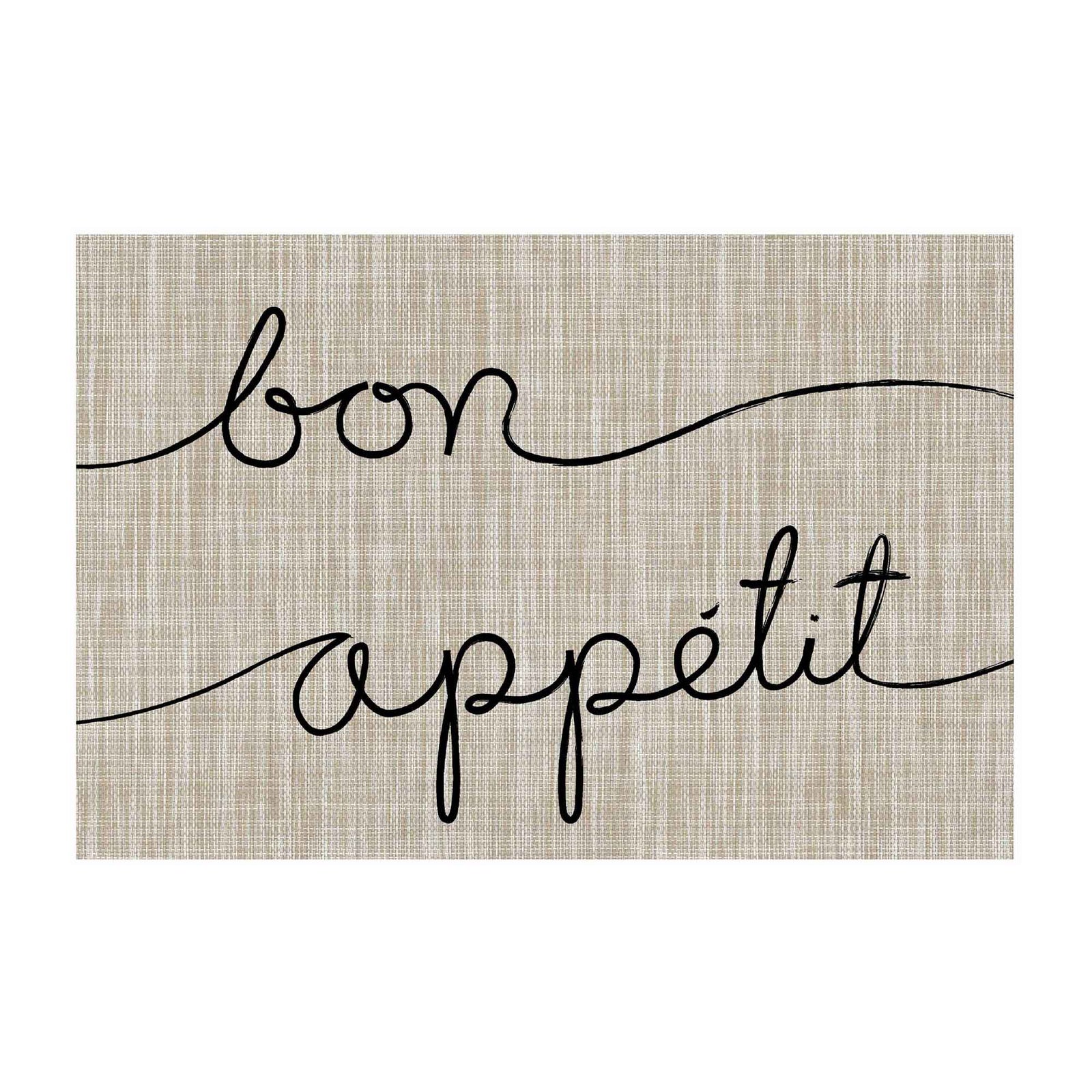 Napperon en textilène avec écriture noire "bon appétit"