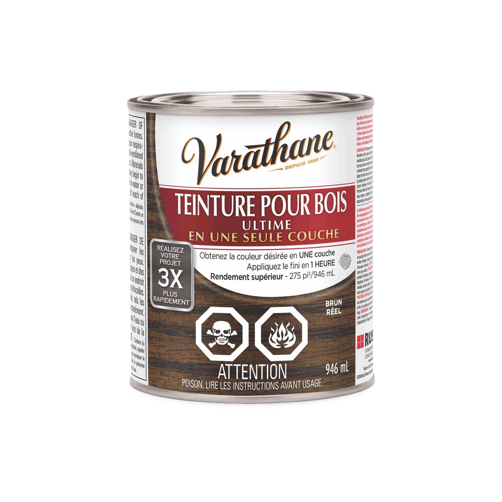 Teinture pour bois Ultime brun réel, 946 ml