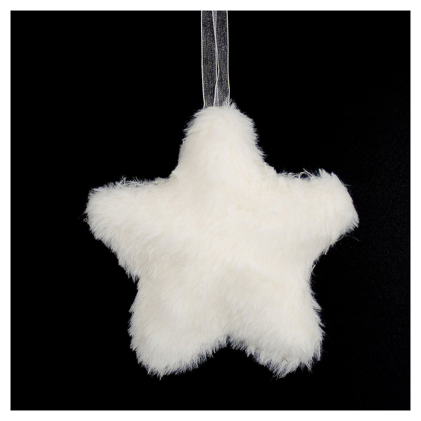 Décoration d'étoile en fourrure blanche à suspendre, 4''
