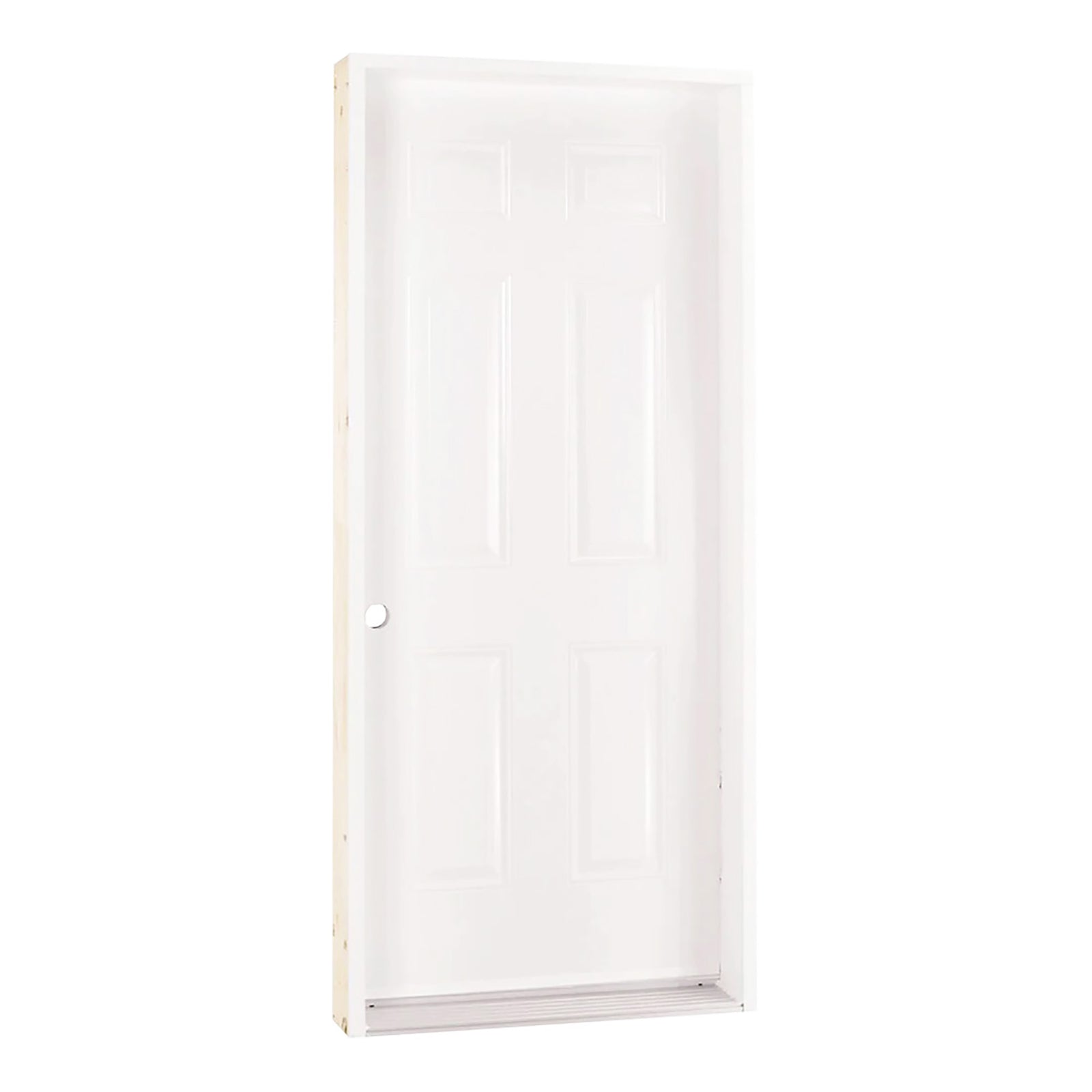 Porte blanche en acier B01 à ouverture à droite vers l'intérieur, 32'' x 80"