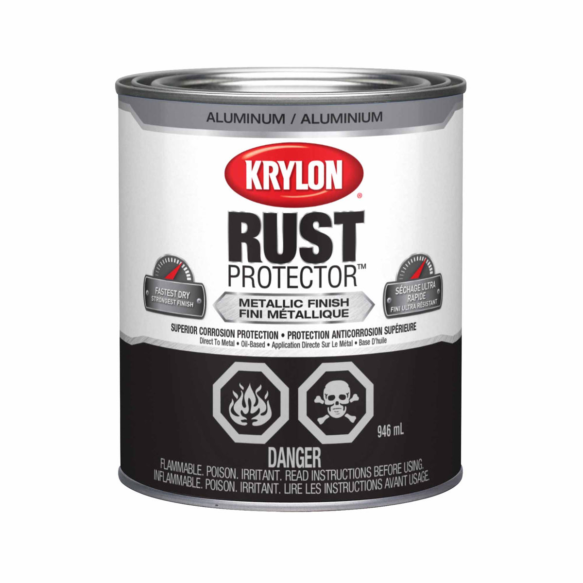 Krylon Rust Protector émail fini métallique aluminium, 946 ml