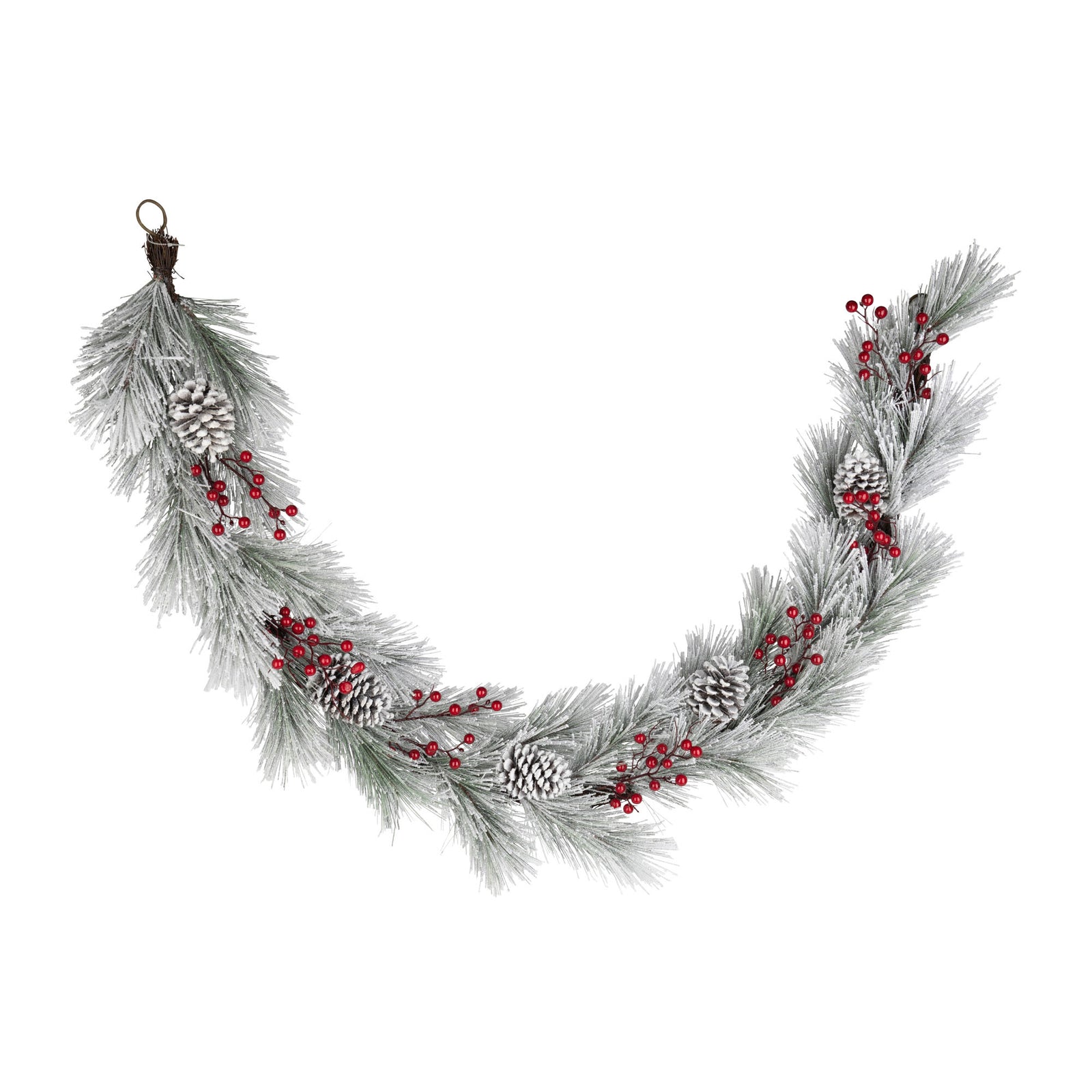 Guirlande de pin givré avec baies et pommes de pin, 6' (1,82 m)