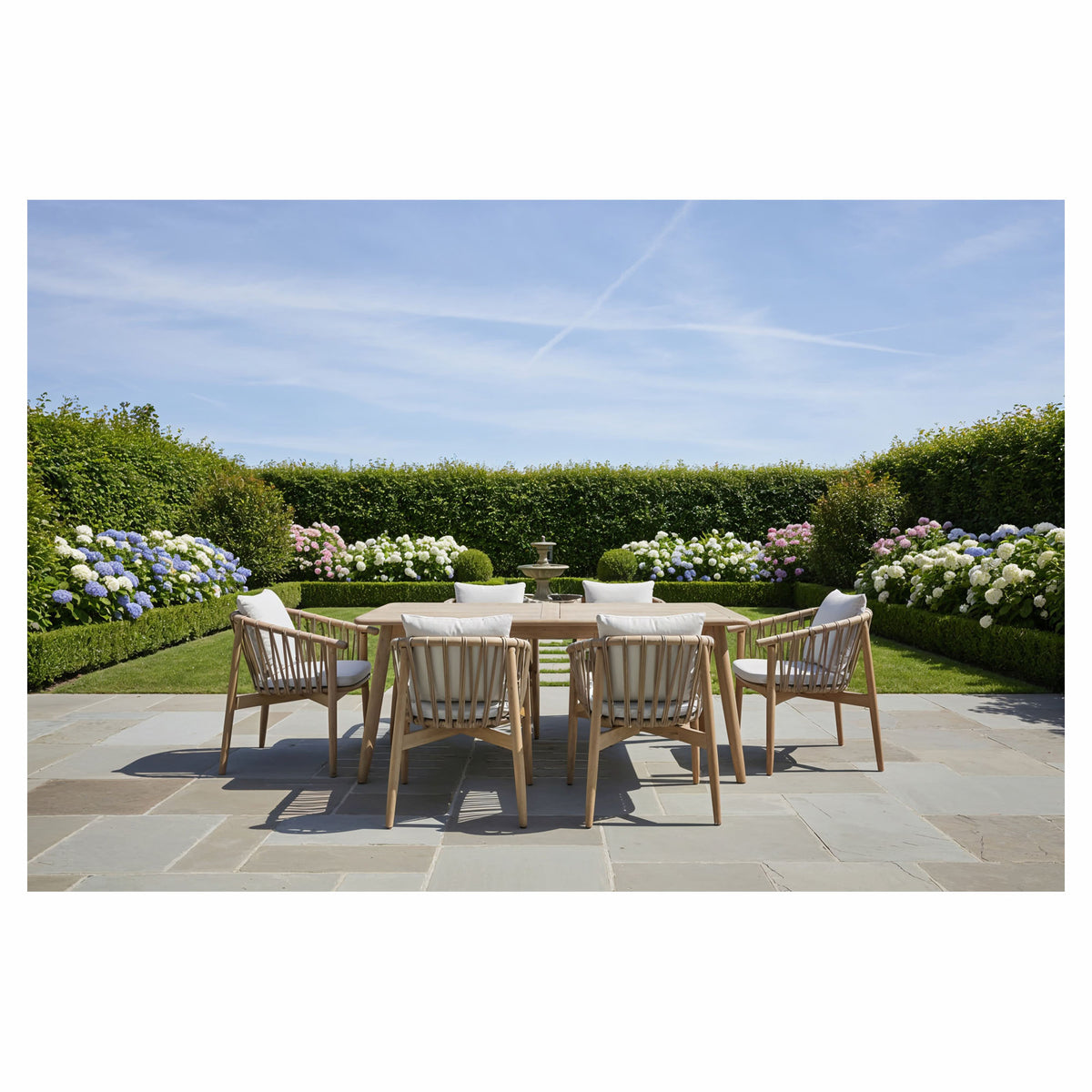 Ensemble à dîner de patio Montreaux en acacia, 7 morceaux