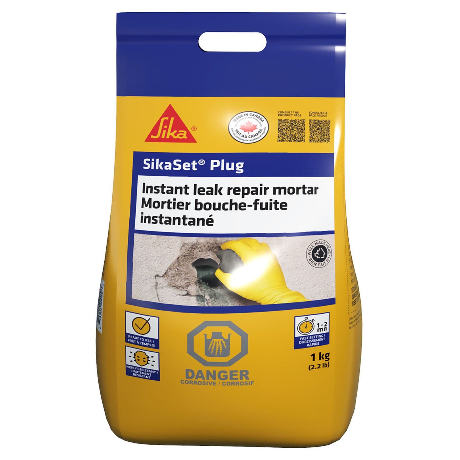 Mortier bouche-fuite instantané SikaSet Plug, 1 kg