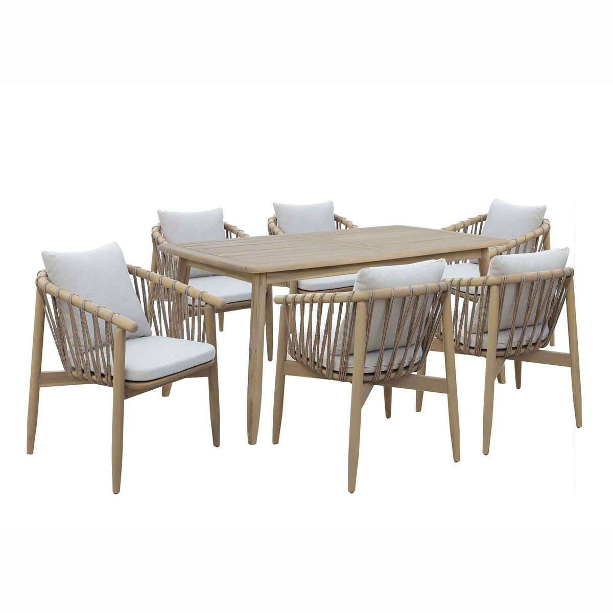 Ensemble à dîner de patio Montreaux en acacia, 7 morceaux