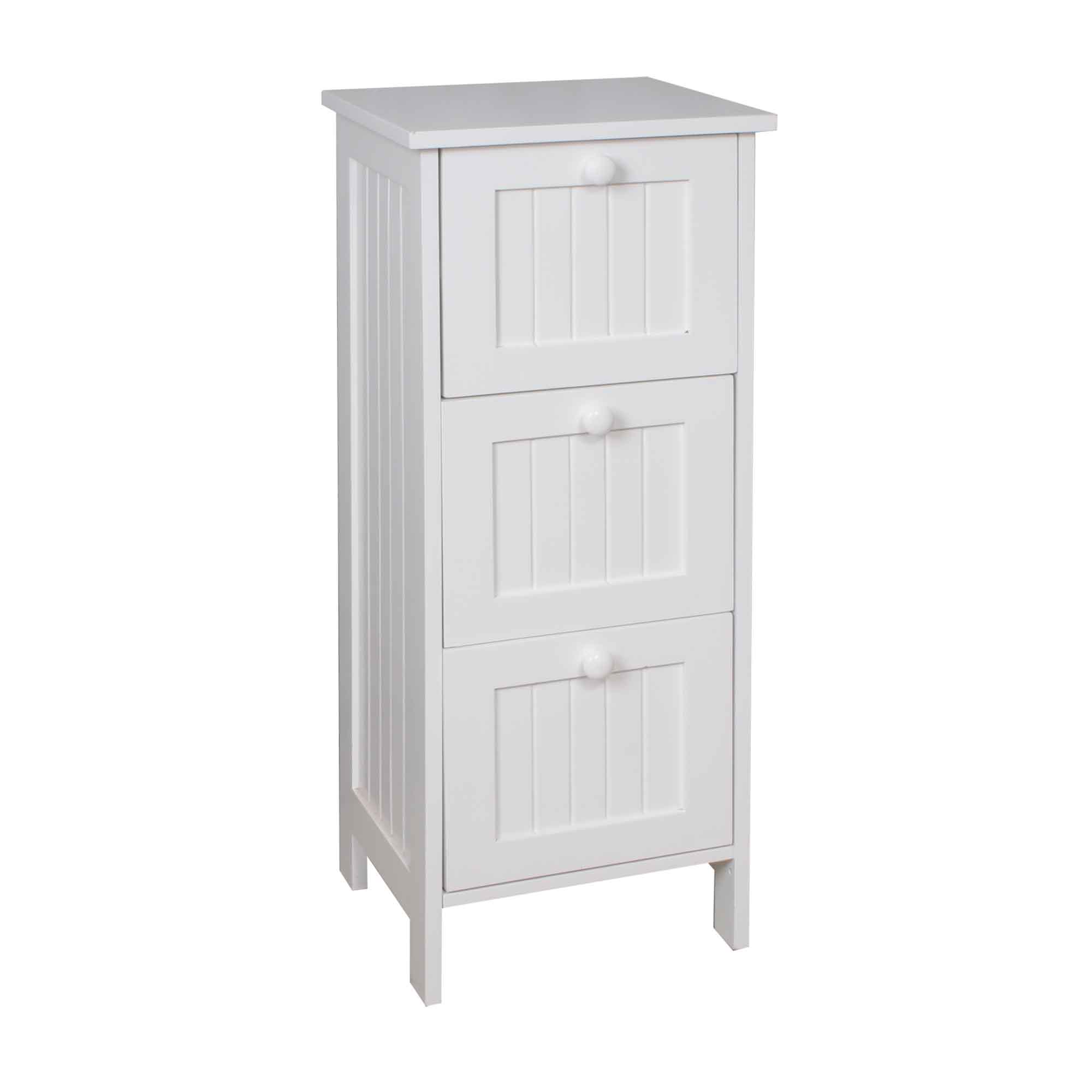 Armoire de rangement blanche avec 3 tiroirs, 11,5" x 13" x 32"