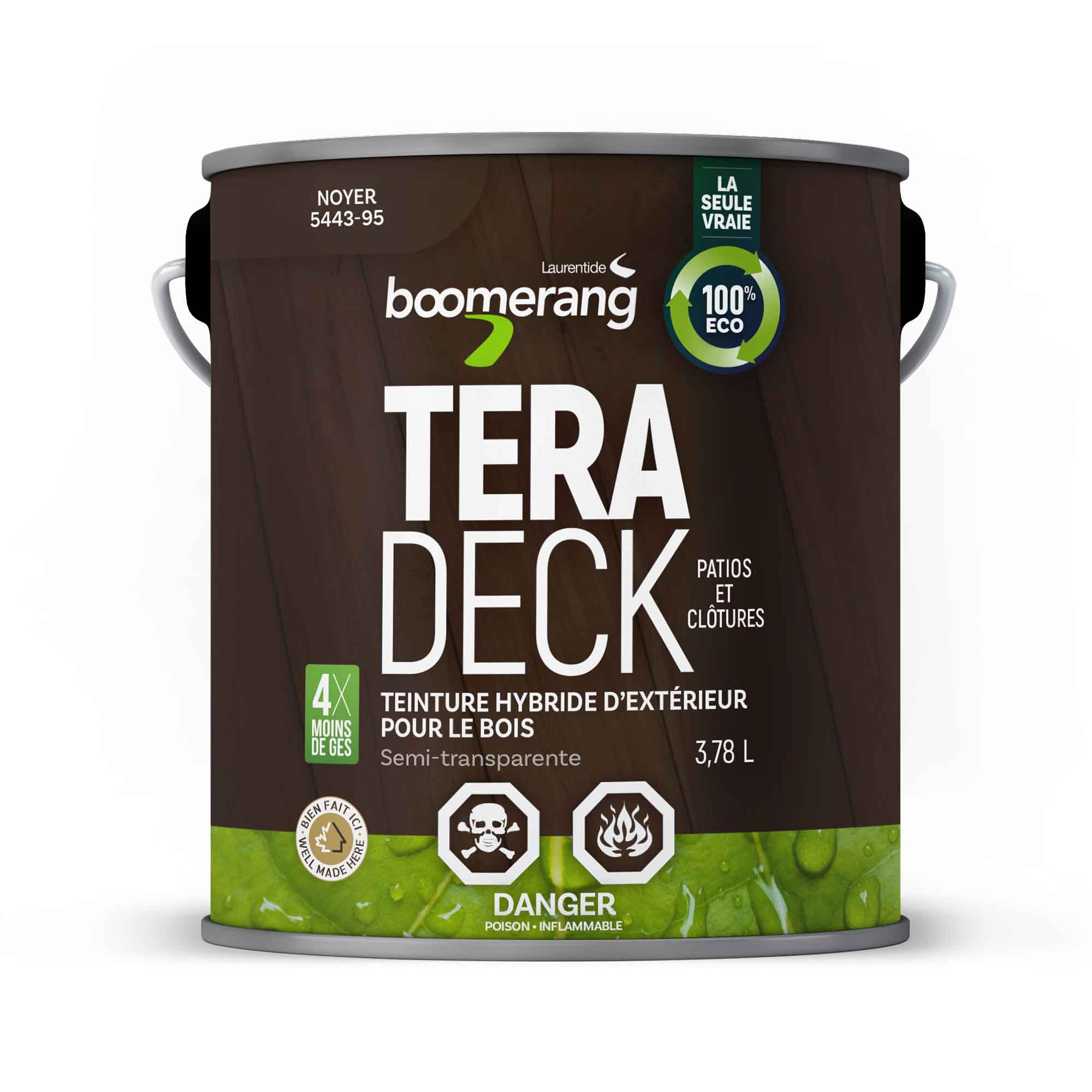 Teinture hybride d’extérieur pour le bois Tera Deck semi-transparent noyer, 3,78 L