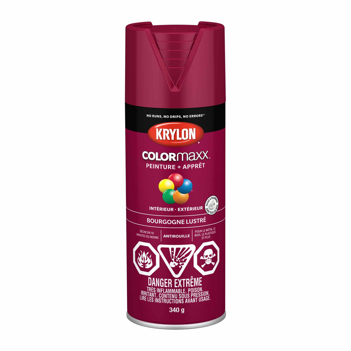 Krylon aérosol COLORMAXX peinture + apprêt bourgogne lustré, 340 g