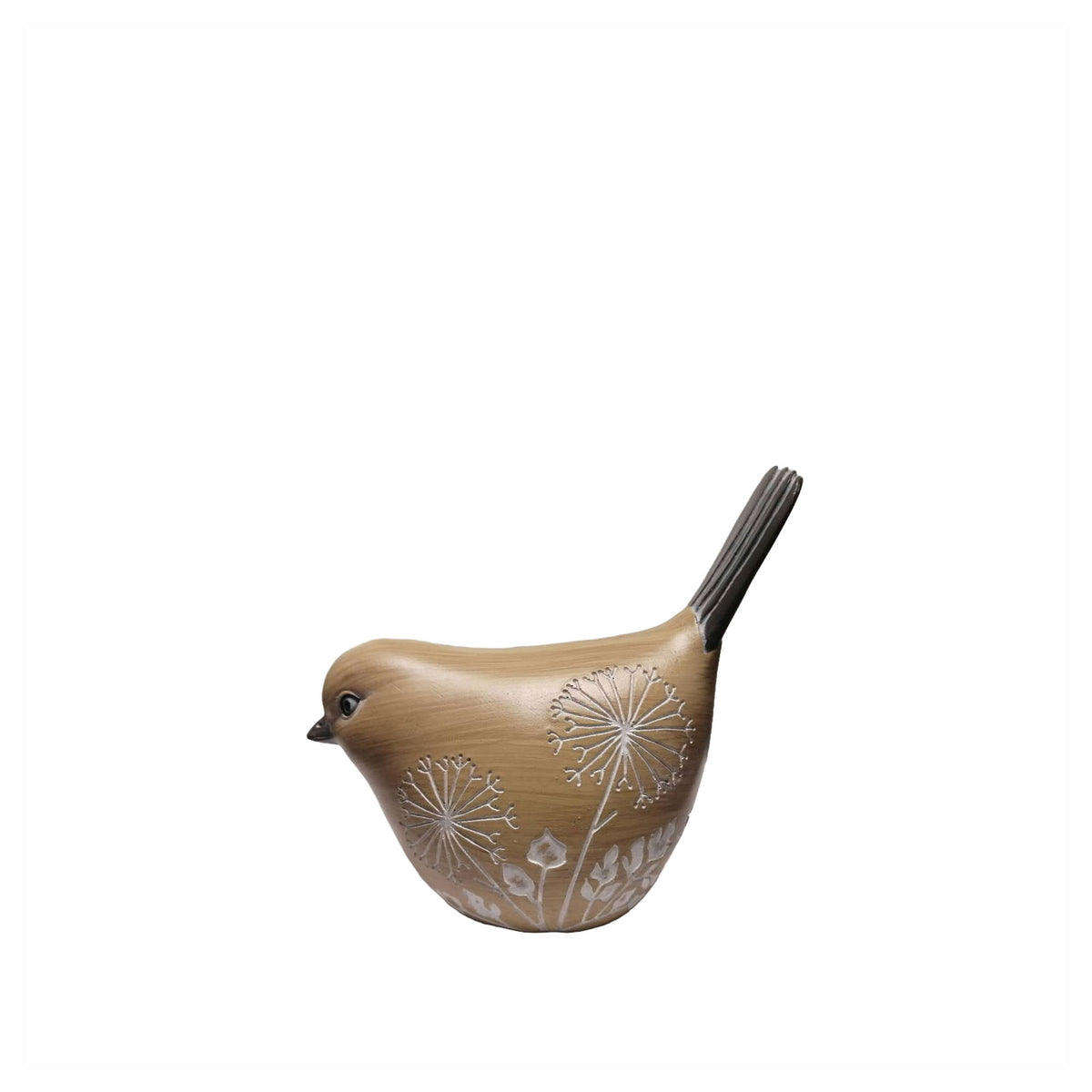 Décoration d’oiseau à tête basse avec pissenlits gravés, 4-1/2" x 3" x 5''