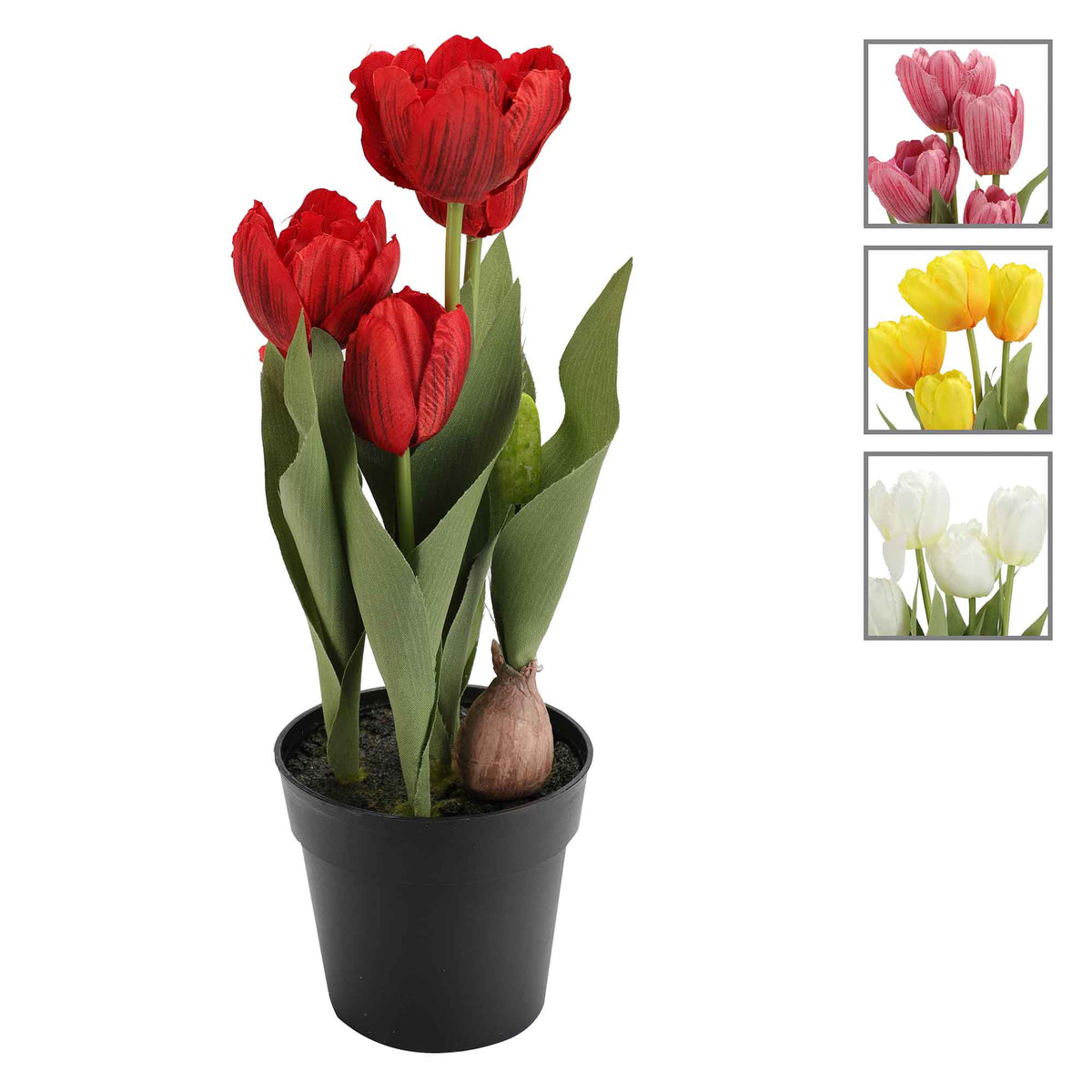 Tulipes artificielles en pot, 13&#39;&#39; (choix entre 4 couleurs)