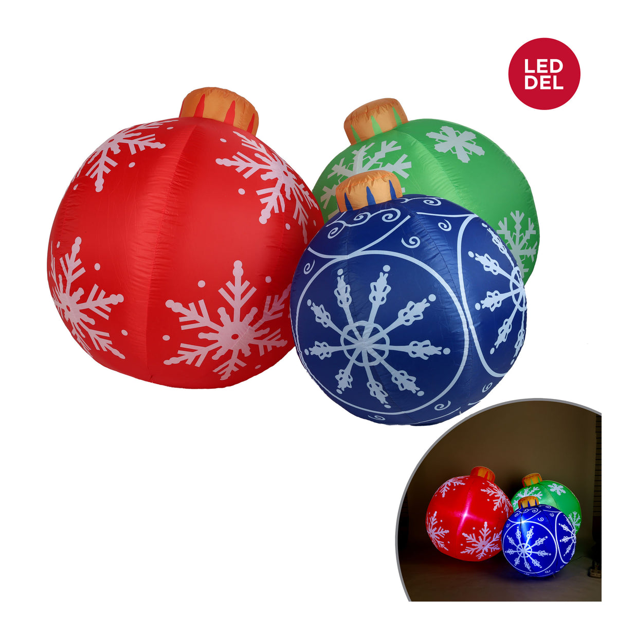Trio de boules de Noël gonflables et lumineuses à DEL, 42''