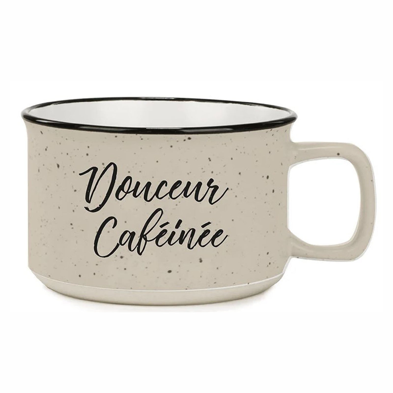 Bol à latte avec anse et inscription "Douceur Caféinée"