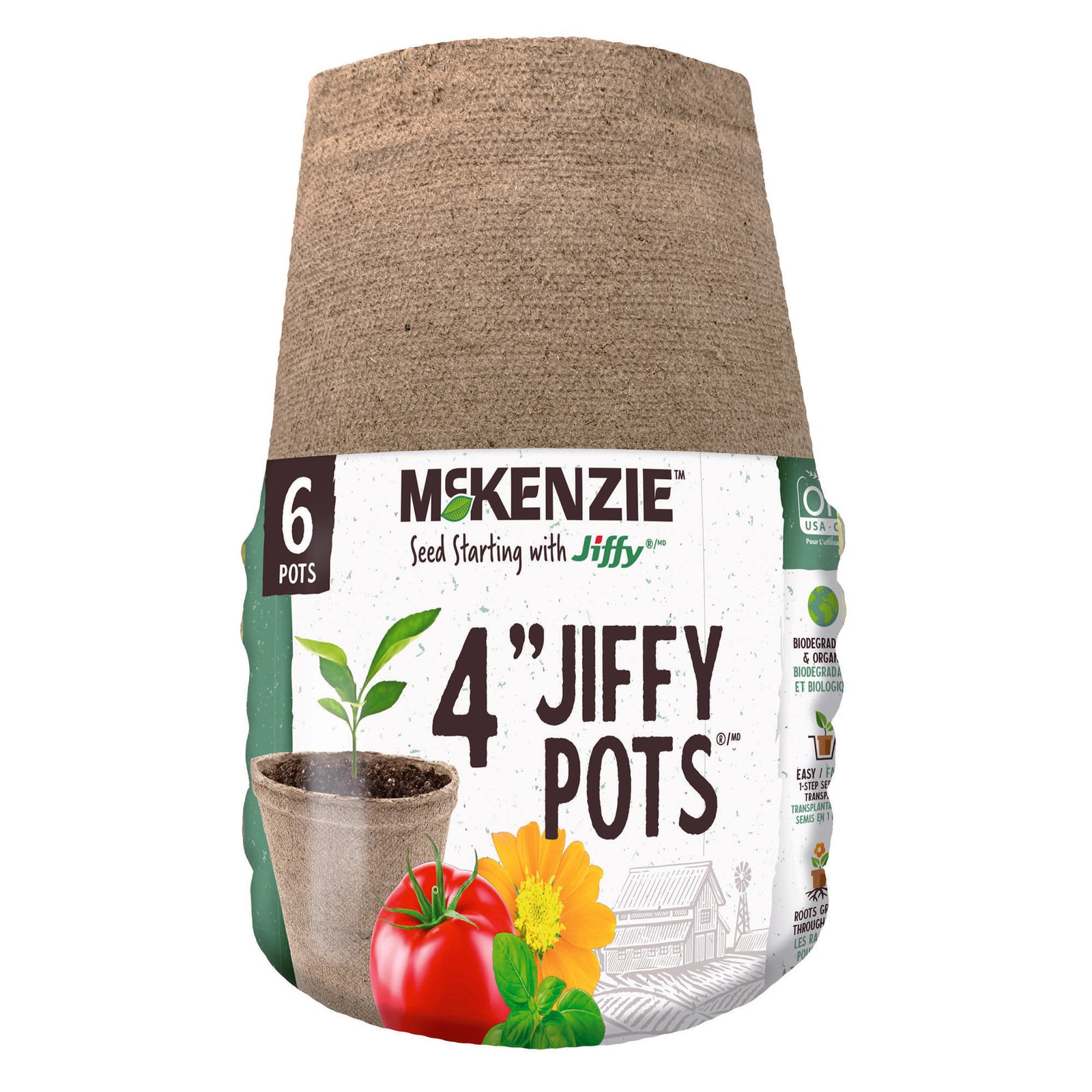 Pot de tourbe, 4" (6 unités)