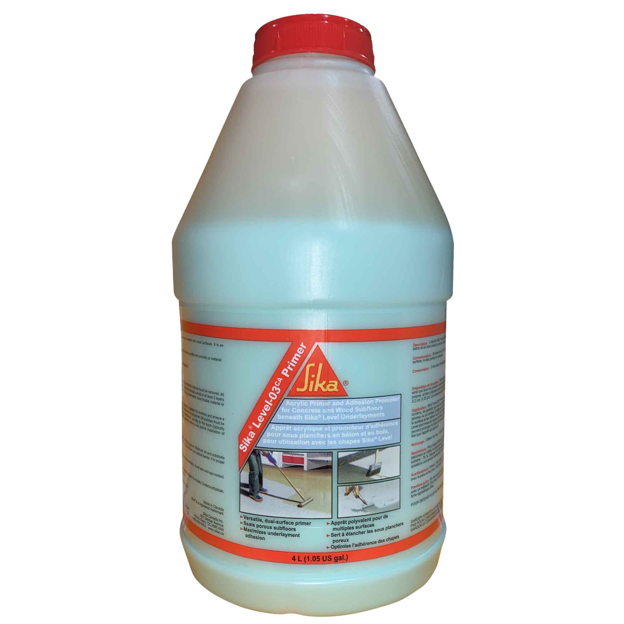 Apprêt acrylique et promoteur d'adhérence pour sous planchers Sika Level-03 Primer CA, 4 L