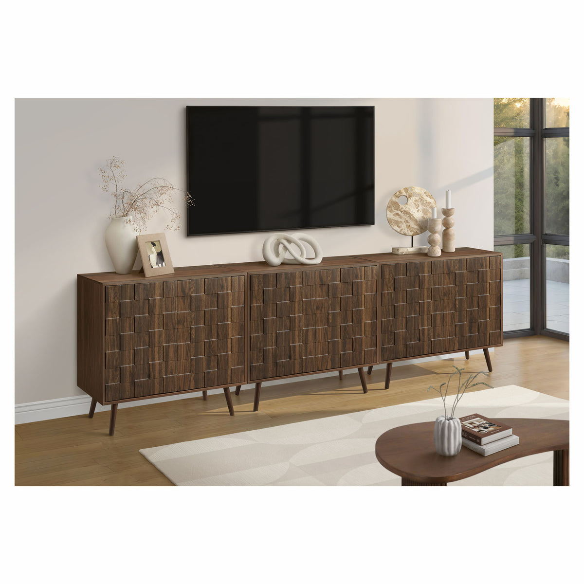 Commode noyer foncé avec 2 portes, 35-1/2" x 14" x 32"