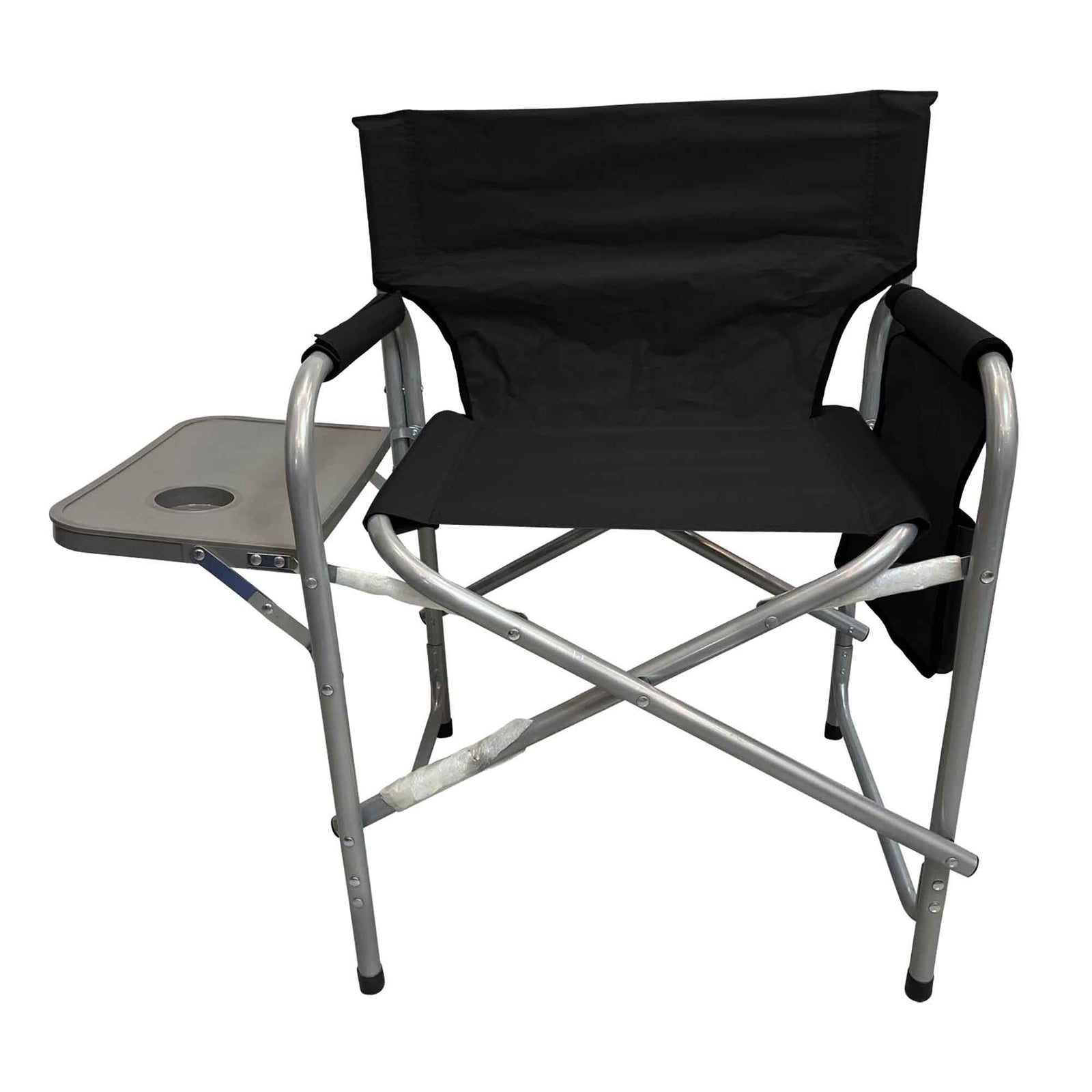 Chaise pliante avec tablette pliante intégrée, noir