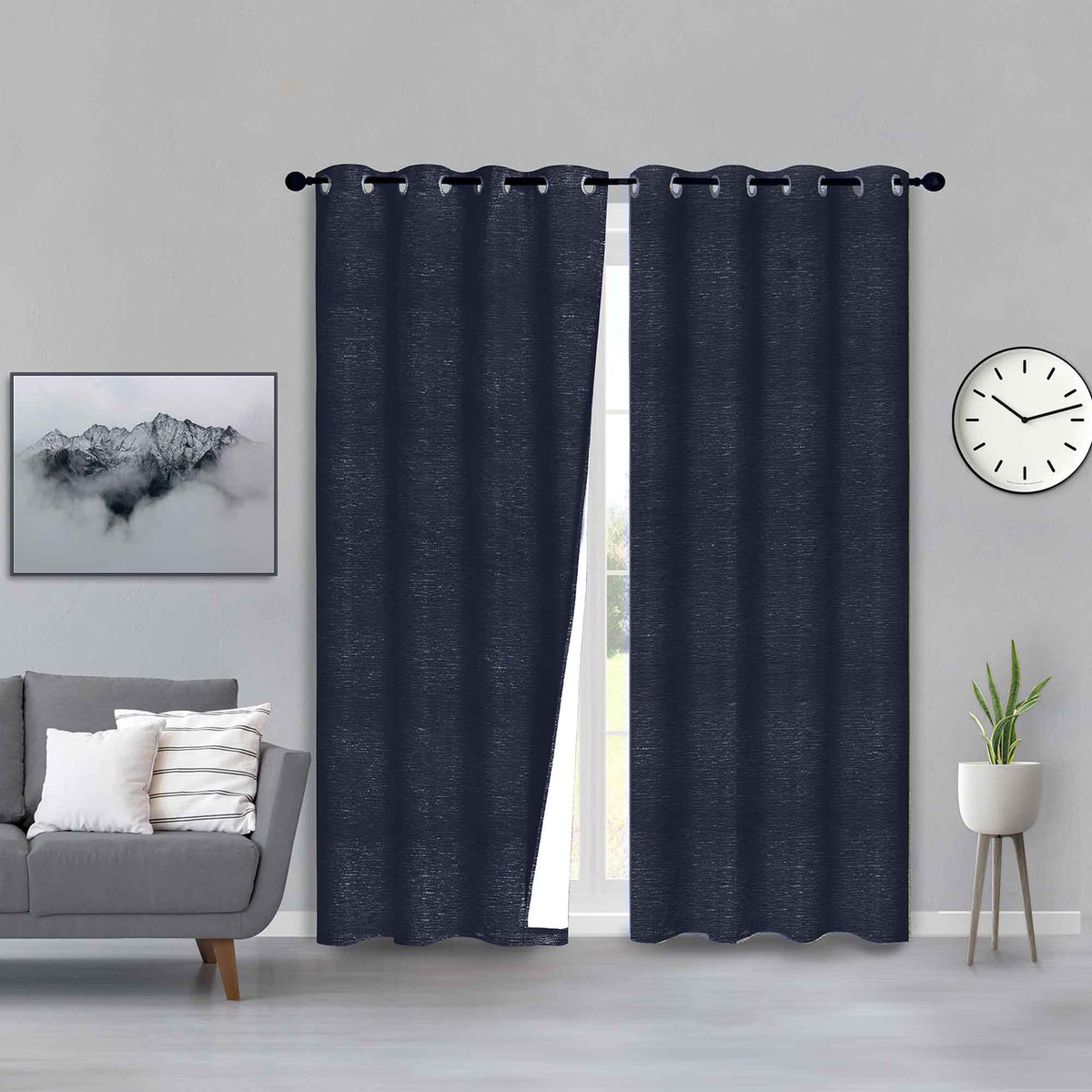 Panneau de rideau coupe-lumière à motif de briques, 54'' x 84'' (bleu marine)