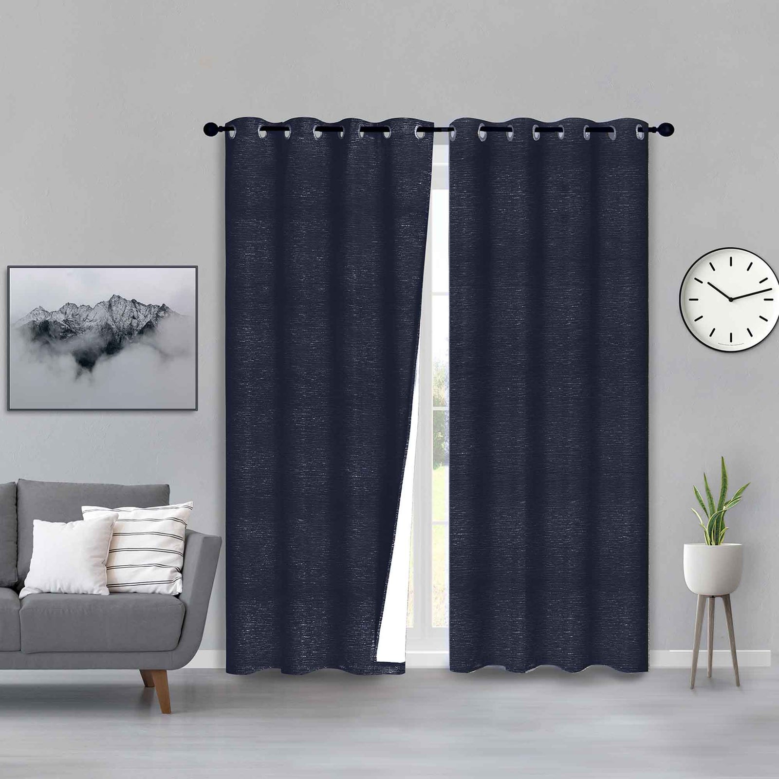 Panneau de rideau coupe-lumière à motif de briques, 54'' x 84'' (bleu marine)