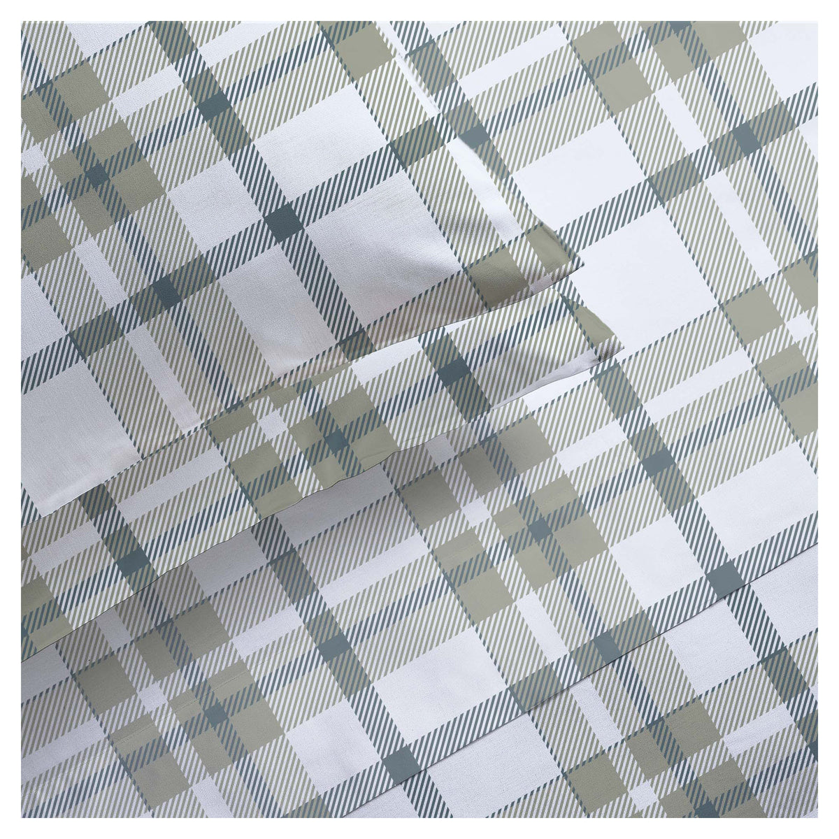 Ensemble de draps en flanelle 100 % coton à carreaux chasseur, Queen (4 pièces)