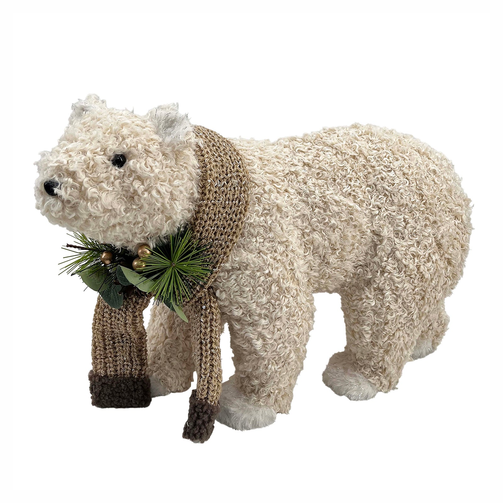 Décoration d'ours en sherpa avec foulard, 16,5"