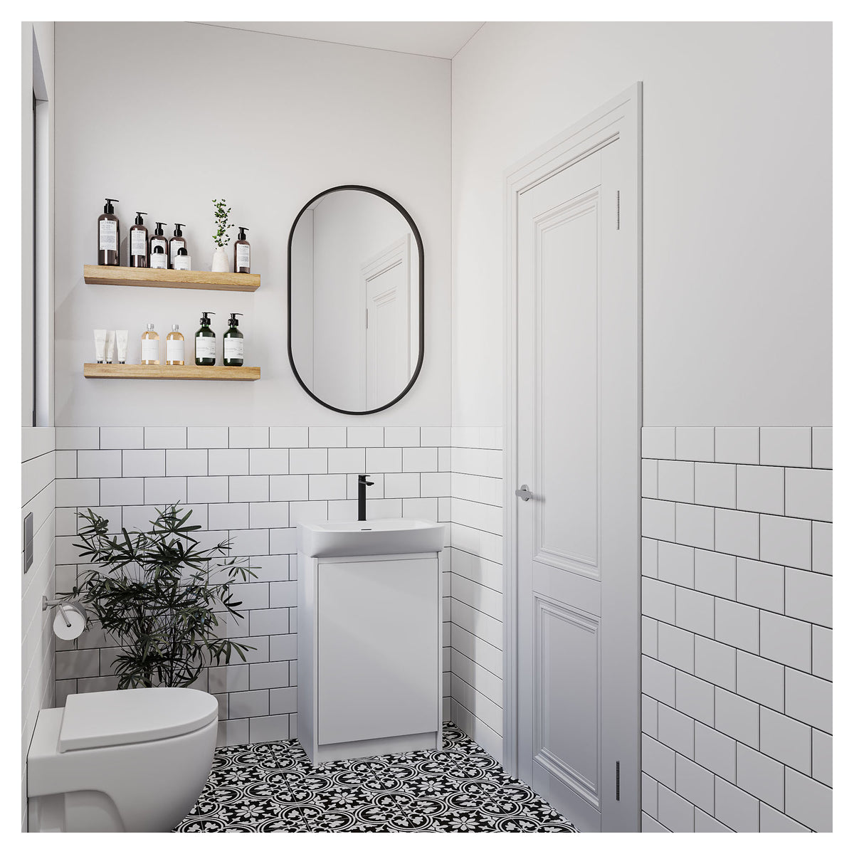Vanité autoportante Nest en blanc avec lavabo, 20'' x 15-3/4'' x 34''